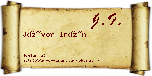 Jávor Irén névjegykártya