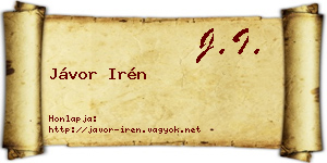 Jávor Irén névjegykártya